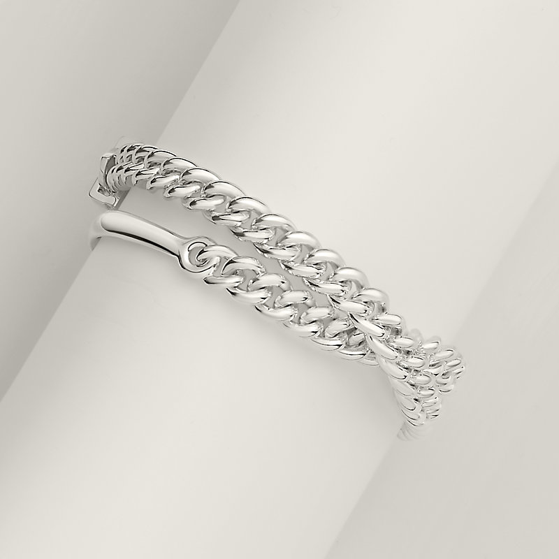 Boucle Sellier Inflexible bracelet, small model - Silver | Hermès